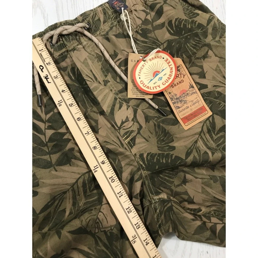Faherty Organic Cotton Shorts Men XXL Floral Garment Dyed Elastic Drawstring New